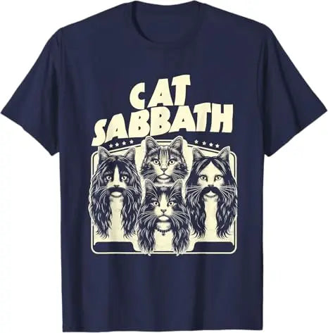 Cat Sabbath Funny Cat Dad T-Shirt Rock Music Streetwear Clothes Humor Kitty Band Y2k Saying Tee Rap Hip Hop Short Sleeve Blouses