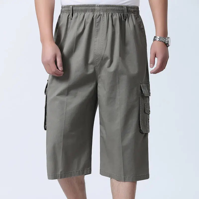 Summer Loose Workwear Seven-Quarter Men's Sports Shorts Large Size Casual 7/10 Pants Fat Man Cotton Bermuda  Q405