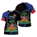Haiti Flag Pattern T-Shirt For Men Customized Name 3D Printed Tees Summer Casual Loose T Shirts Round Neck Tops Short Sleeves