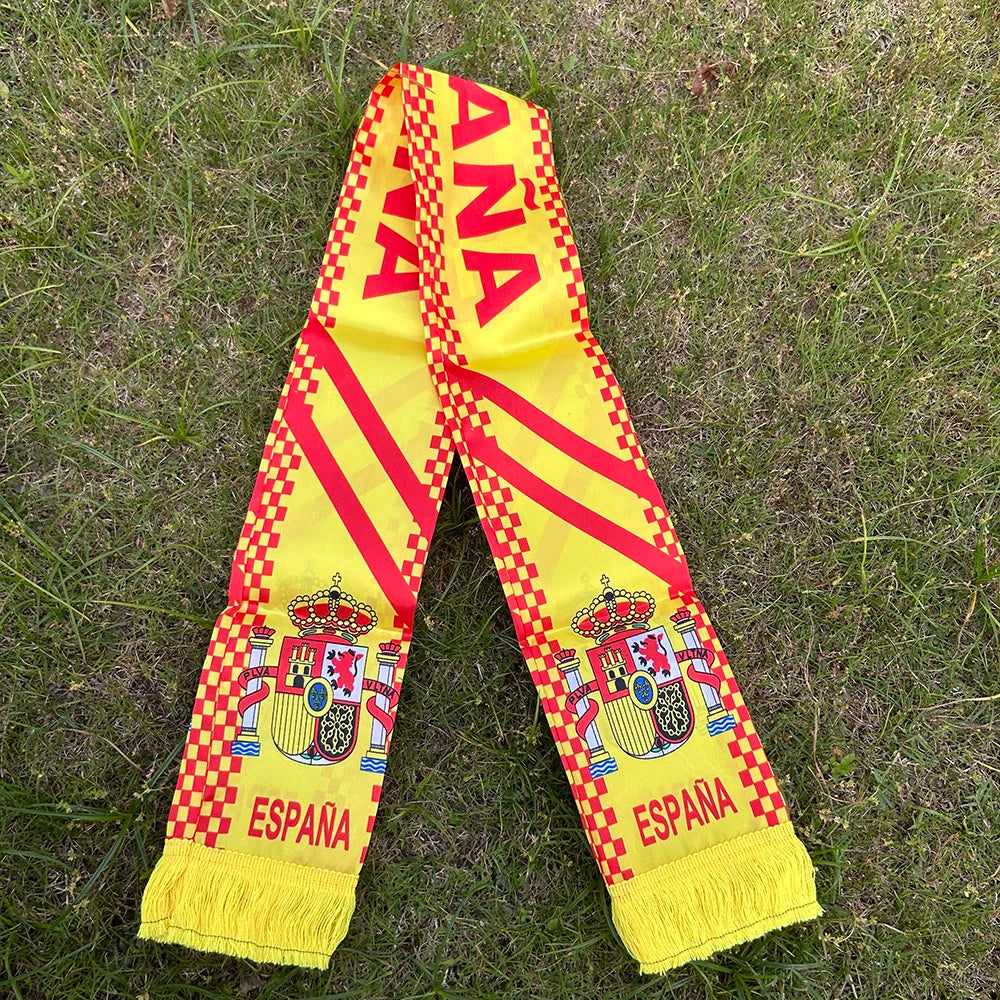 SKY FLAG Spain scarf 14x130cm Double Side Printing Satin Football Soccer Fans Spain Scarf flags banner for sport decoration