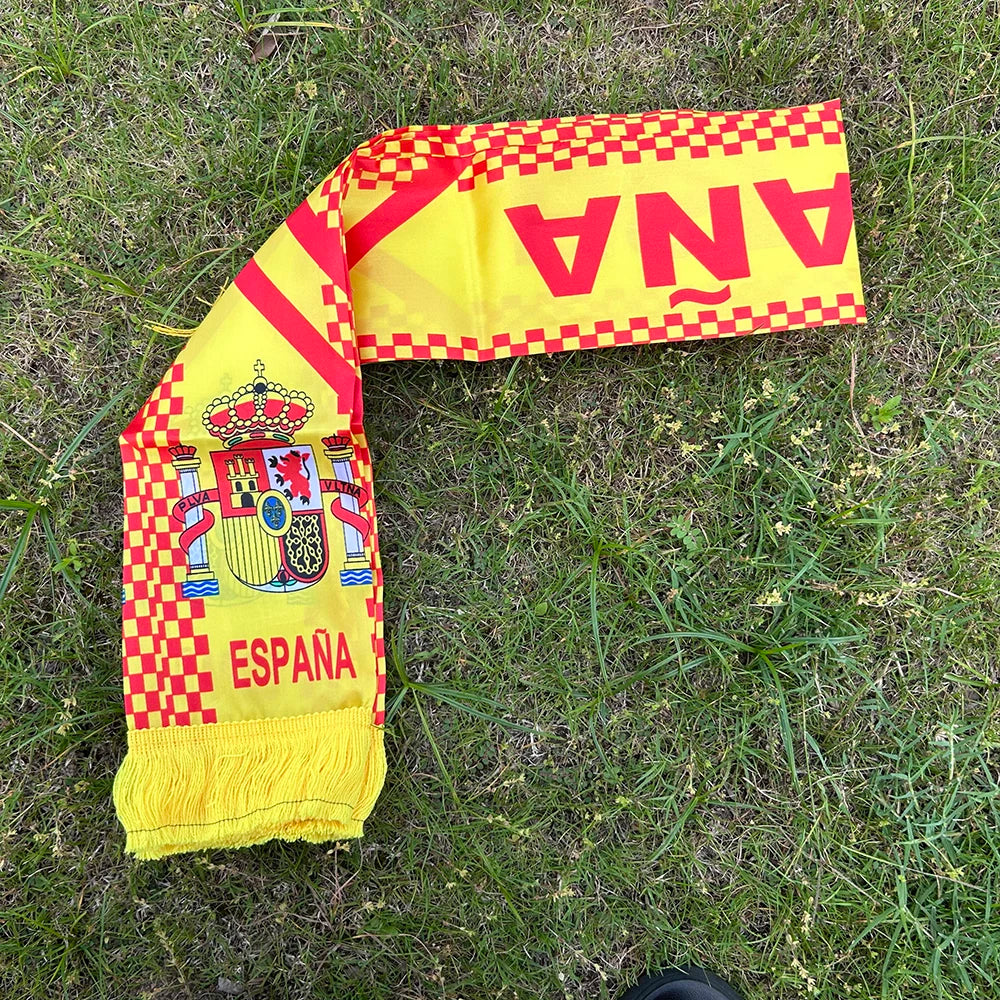 SKY FLAG Spain scarf 14x130cm Double Side Printing Satin Football Soccer Fans Spain Scarf flags banner for sport decoration