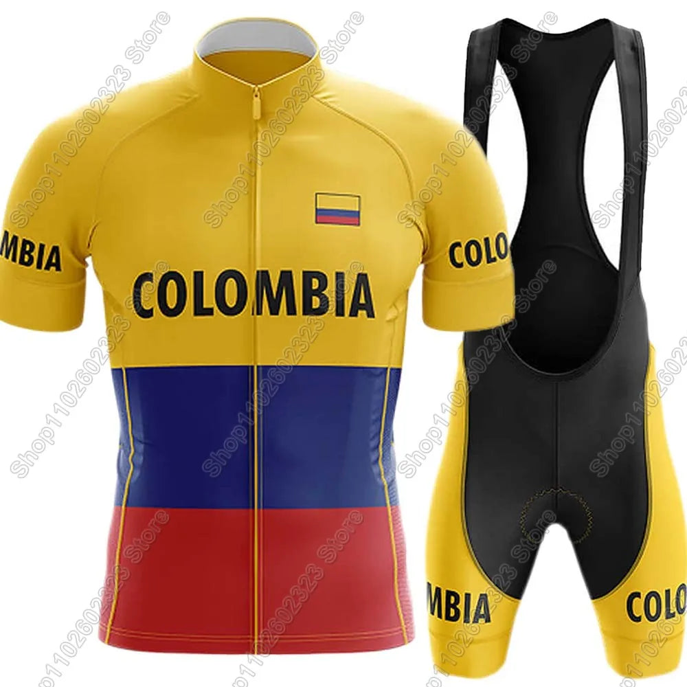 Colombia Team 2025 Cycling Jersey Set Summer Bicycle Clothing Road Bike Shirts Suit Bicycle Bib Shorts MTB Ropa Maillot