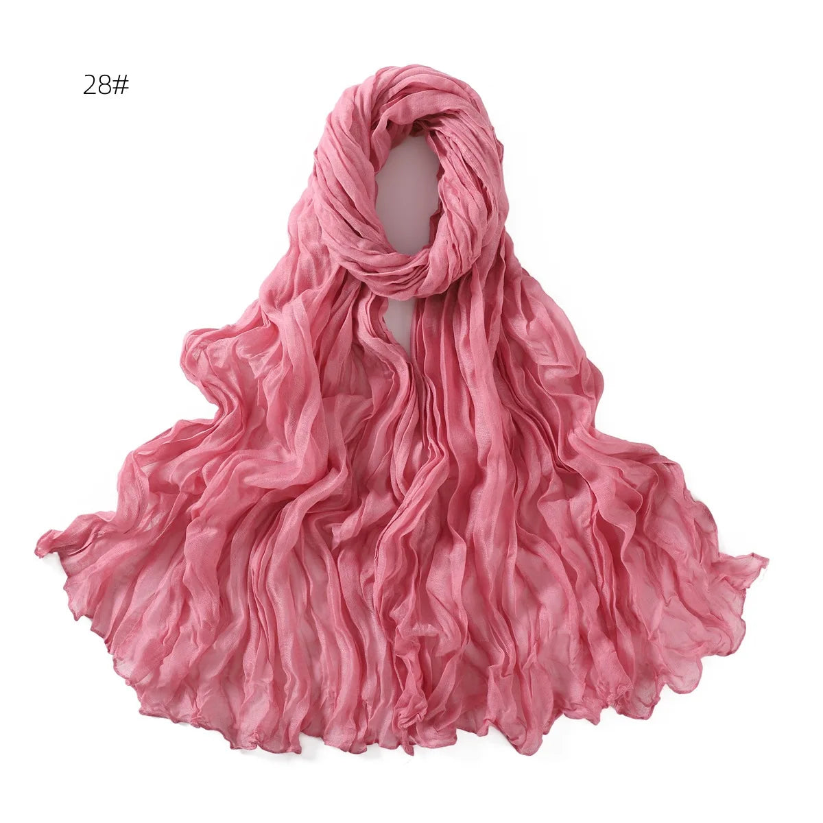 Crumpled Scarf For Women Girls Students Spring New Solid Color Cotton Voile Thin Scarves Soft Knitting Shawl Female Wrap Shawls