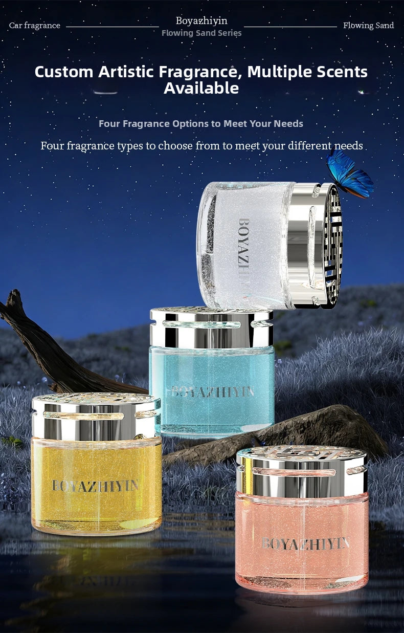 2026 New High-End Car Aromatherapy Air Freshener with Flowing Sand Solid Fragrance New Car Odor Eliminator & Freshener