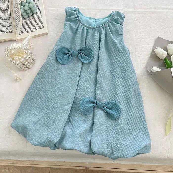 2025 New Summer Baby Girl Party Dress Sleeveless Cotton Solid Color Sister Clothing  2-7Yrs Kids Princess Dresses