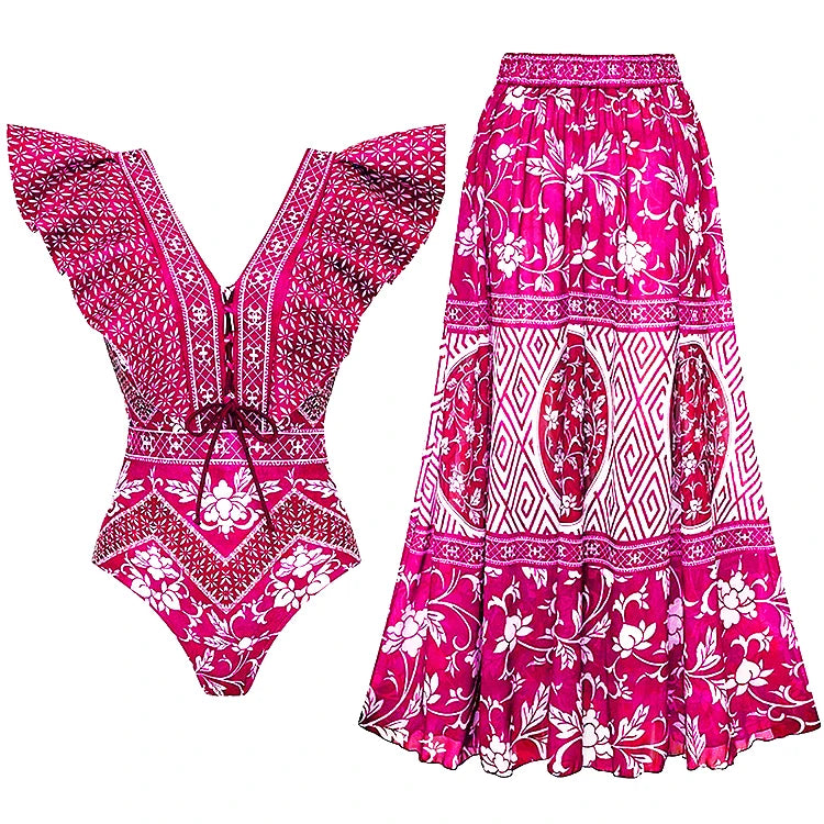 2PC Ruffe Bikini Set Women Swimwear Push Up Swimsuit Bottom Print Brazilian Biquini Bathing Suit Swim Wear Beach