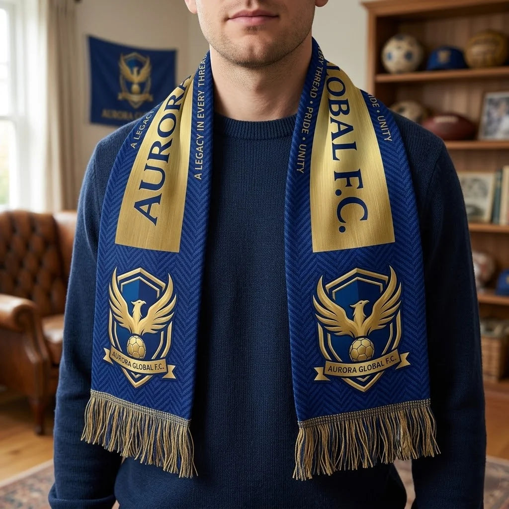 Custom Soccer Club Scarf Personalized Football Team Scarf with Your Logo Name Double-Sided Knit Jacquard Printed Sports FanScarf