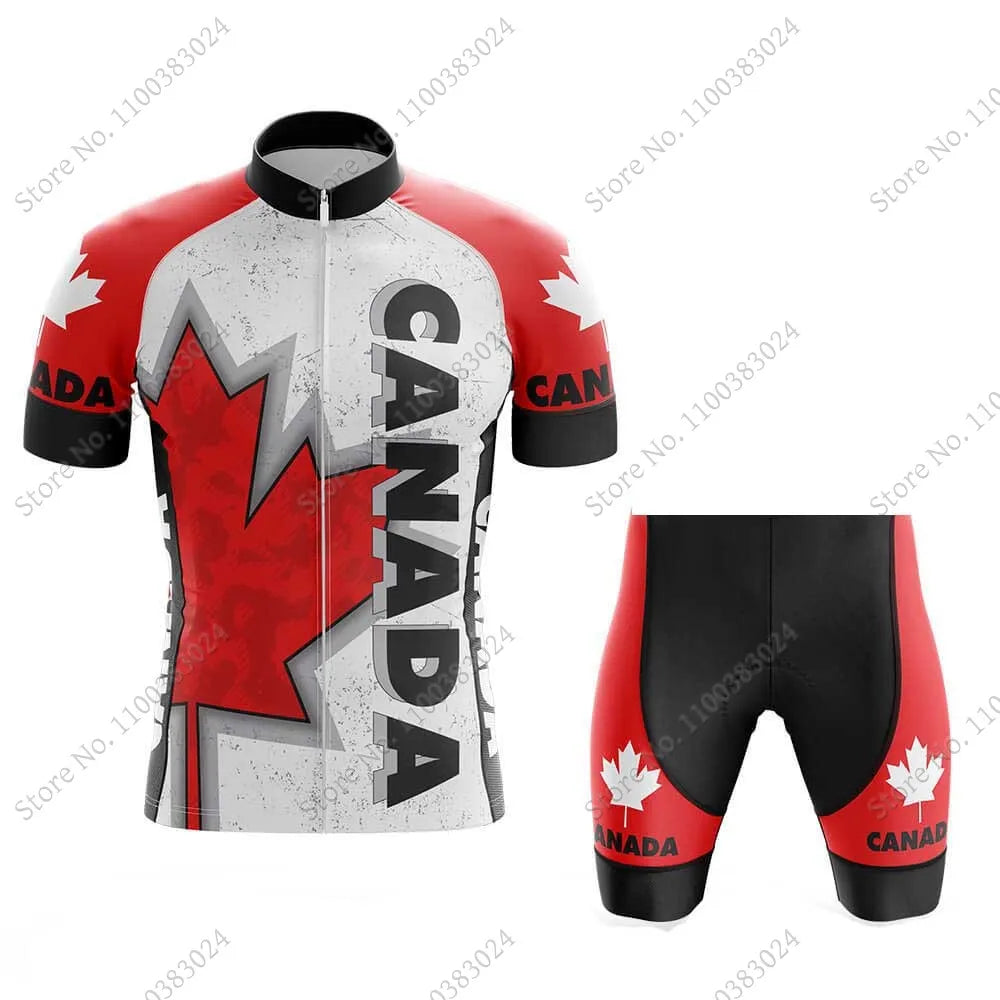 2024 Canada National Team Cycling Jersey Set Summer Maple Leaf Clothing Road Bike Shirts Suit Bicycle bib Shorts MTB Ropa