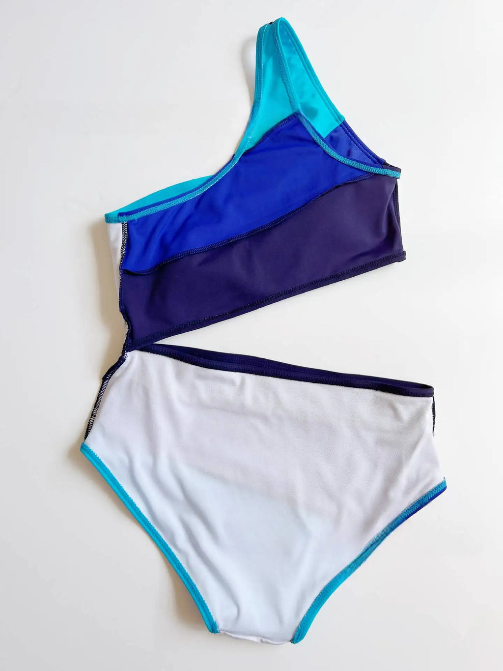 Cikini One-Piece Swimsuit With Colorblock Hollow-Out One Shoulder Neckline Summer Beach Swimwear Bathing Suit For Women