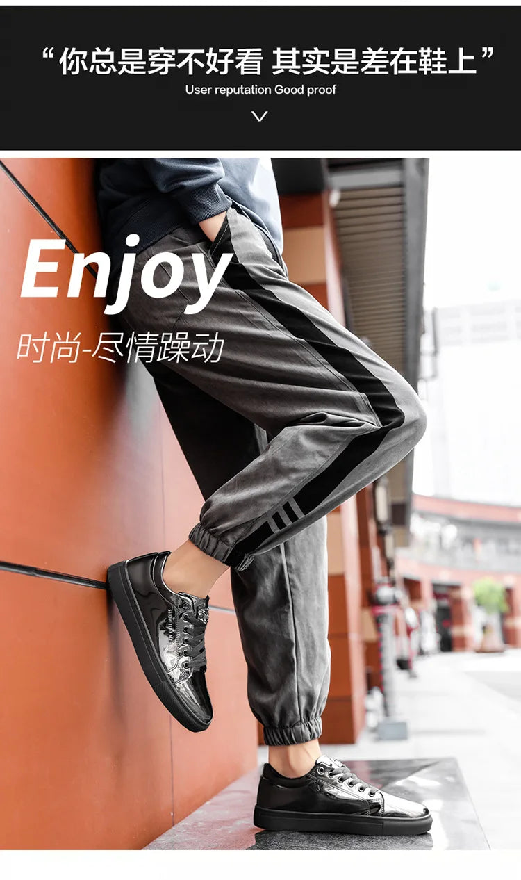 Men Casual Shoes Patent Leather Flats Loafers Tiger Skate Men Cool Driving Shoes Male Walking Shoes Sneakers Dress Footwears 47