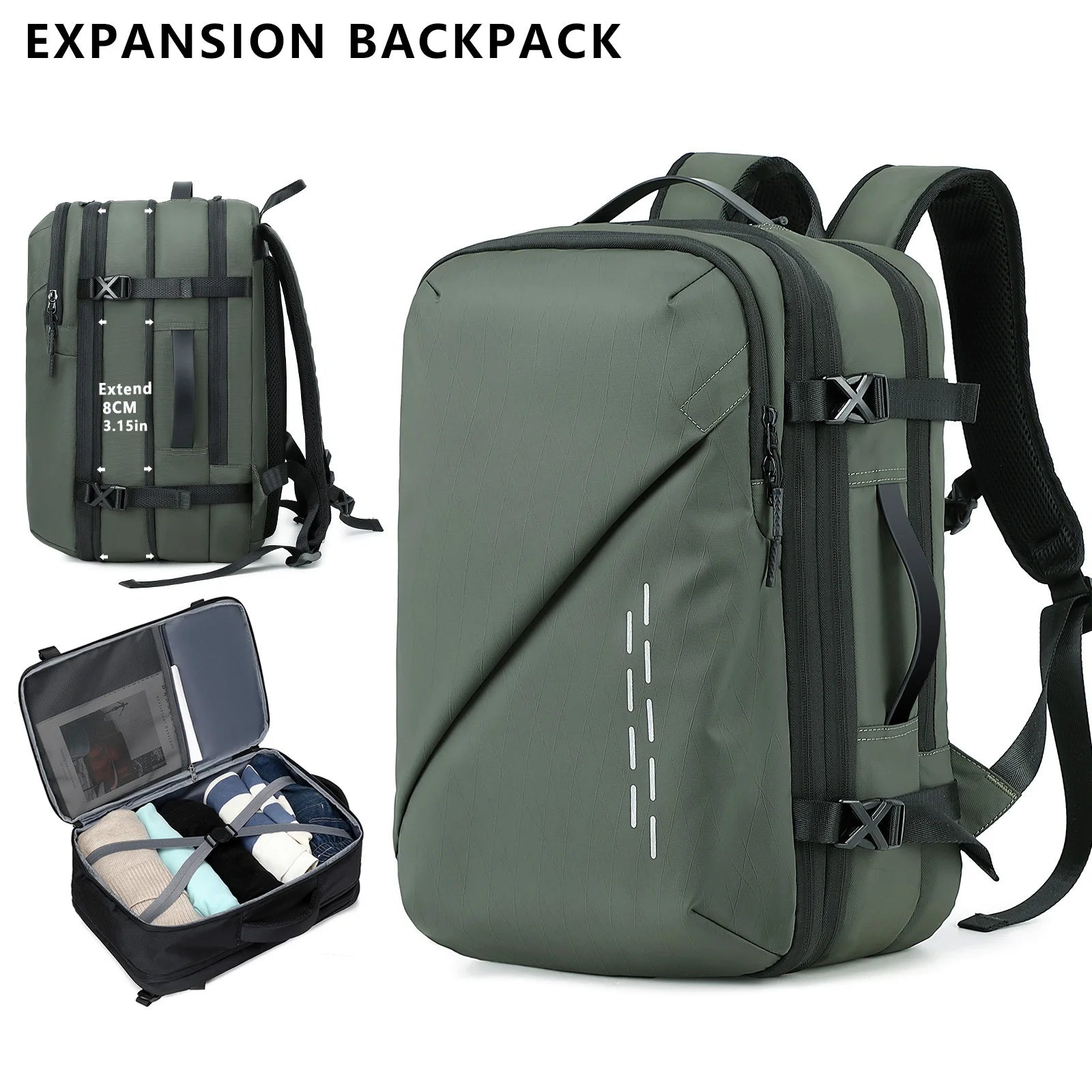 New vacuum compression large capacity expansion backpack, travel backpack, waterproof backpack computer bag