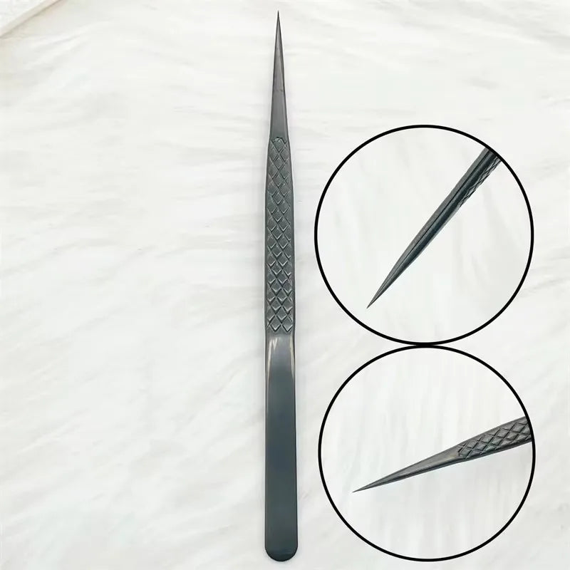 Customized Private LOGO False Lash Tweezers For Eyelash Extensions Boot Isolation Clip Tongs Black Perfect Close Nail Art Tools