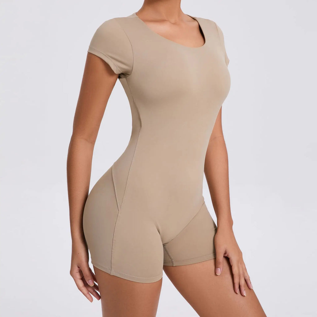 New Yoga shorts Jumpsuit OPEN BACK TEE BODYSUIT Tight Fitting Hip Lifting Exercise Fitness Clothing Breathable Cycling Jersey
