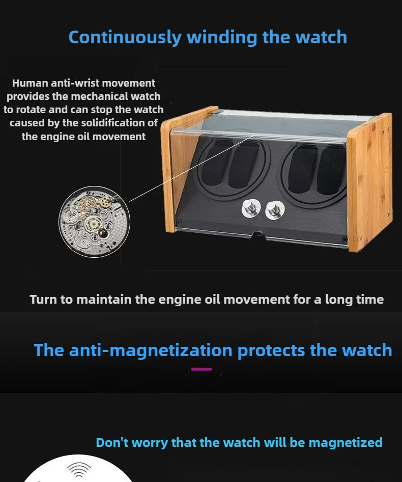Wooden Watch Winders Silent Automatic Watch Winder Rotating Mechanical Wrist Watches Winder Luxury Watches Storage Boxes