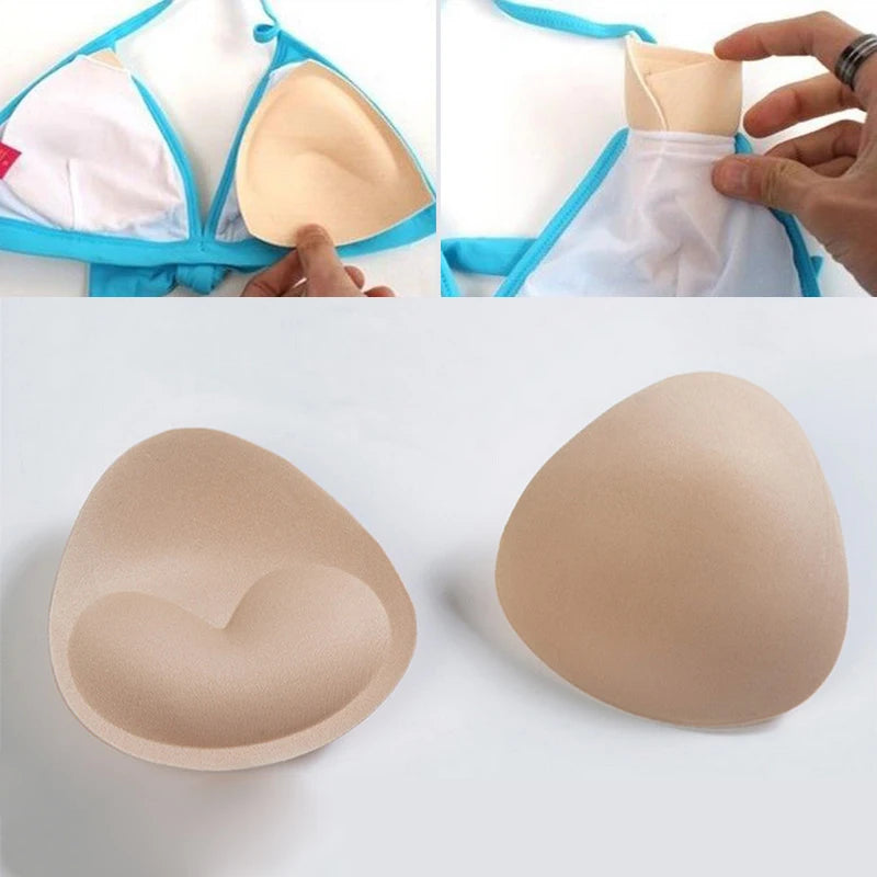1Pair Woman Swimsuit Pads Sponge Foam Push up Enhancer Chest Cup Breast Swimwear Inserts Triangle Bra Pad