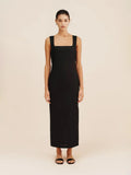 Wolfeel Cotton Linen Square Neck Suspender Dress Women's Solid Color Fashion Slim Fit Long Dress Summer New Women's Clothing