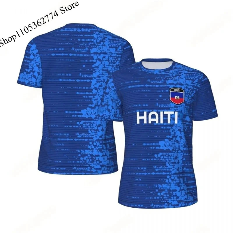 Haiti Flag Football T-shirt Men 3D Printed Boys Fashion O'neck Short Sleeve Soccer Breathable Sports Loose Tees