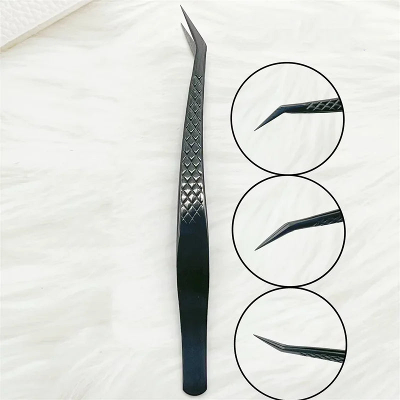 Customized Private LOGO False Lash Tweezers For Eyelash Extensions Boot Isolation Clip Tongs Black Perfect Close Nail Art Tools
