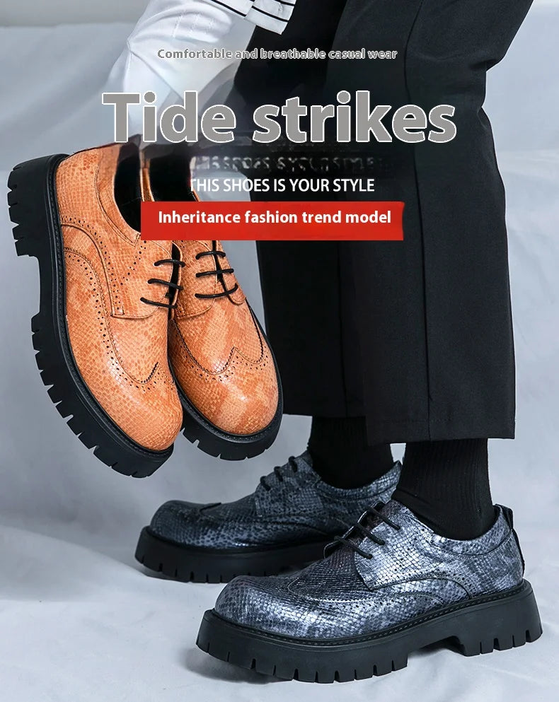 Brogues Men's Luxury Designer Style Thick Sole Shoes Elegant and Sophisticated Gentleman's Shoe Popular Wedding Party Shoes