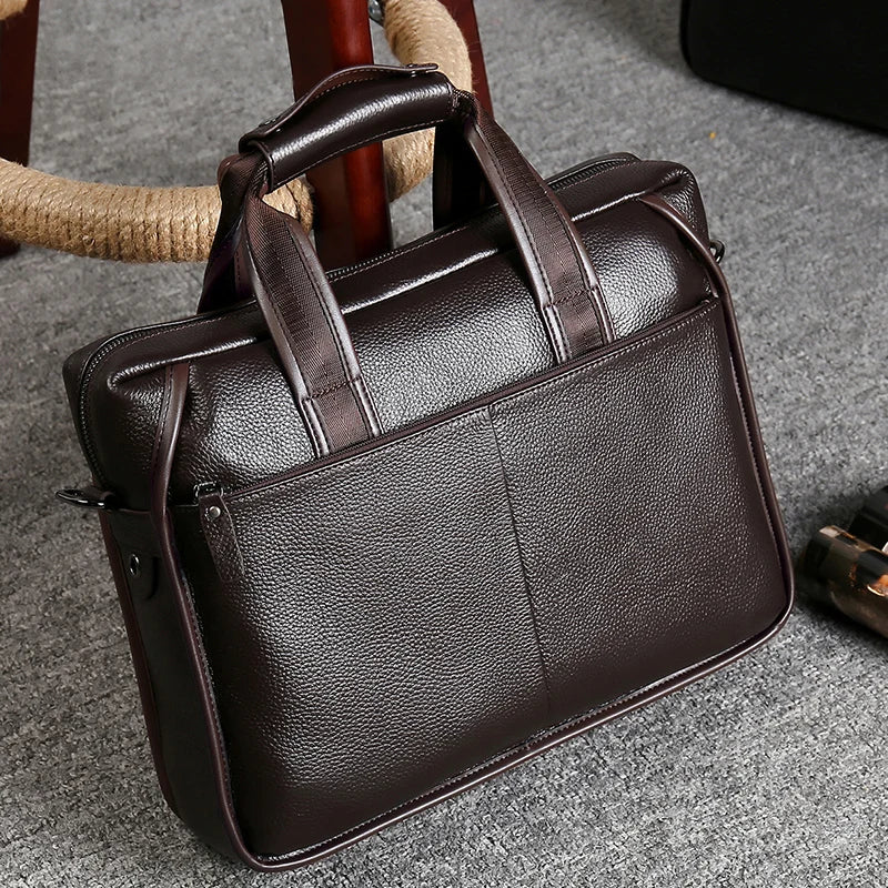 Brand Man Bag Genuine Leather Briefcase Men Business Handbag Messenger Bags Male Vintage Men's Shoulder Bag Large Capacity