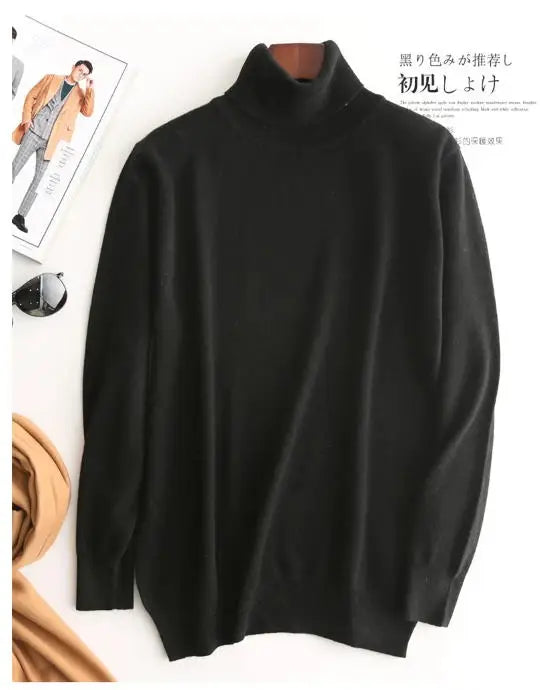 Cashmere Cotton Blend Turtleneck Men Sweater 2024 Autumn Winter Daily Basic Warm Knitted Pullover Man Casual Jumper Pull Homme