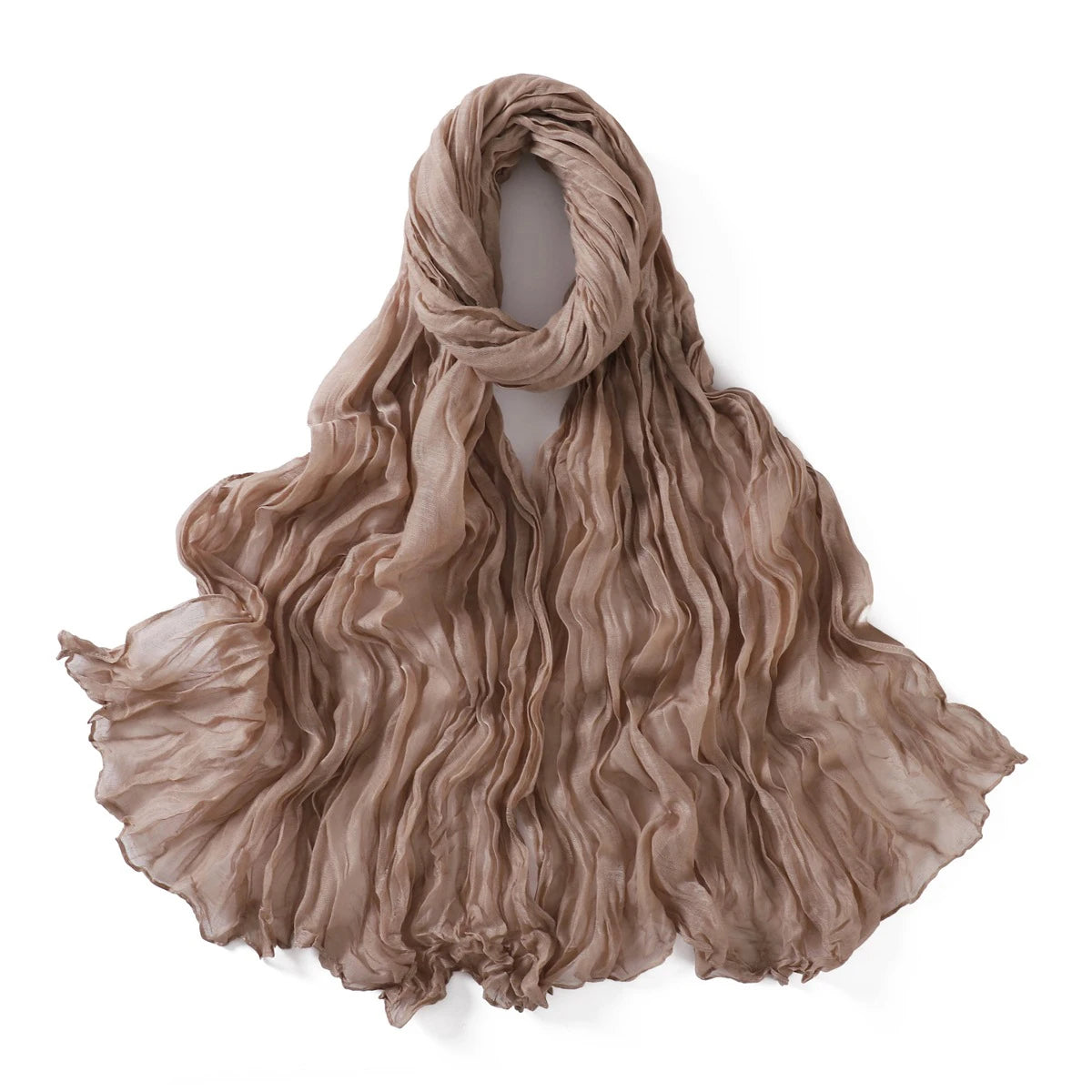 Crumpled Scarf For Women Girls Students Spring New Solid Color Cotton Voile Thin Scarves Soft Knitting Shawl Female Wrap Shawls