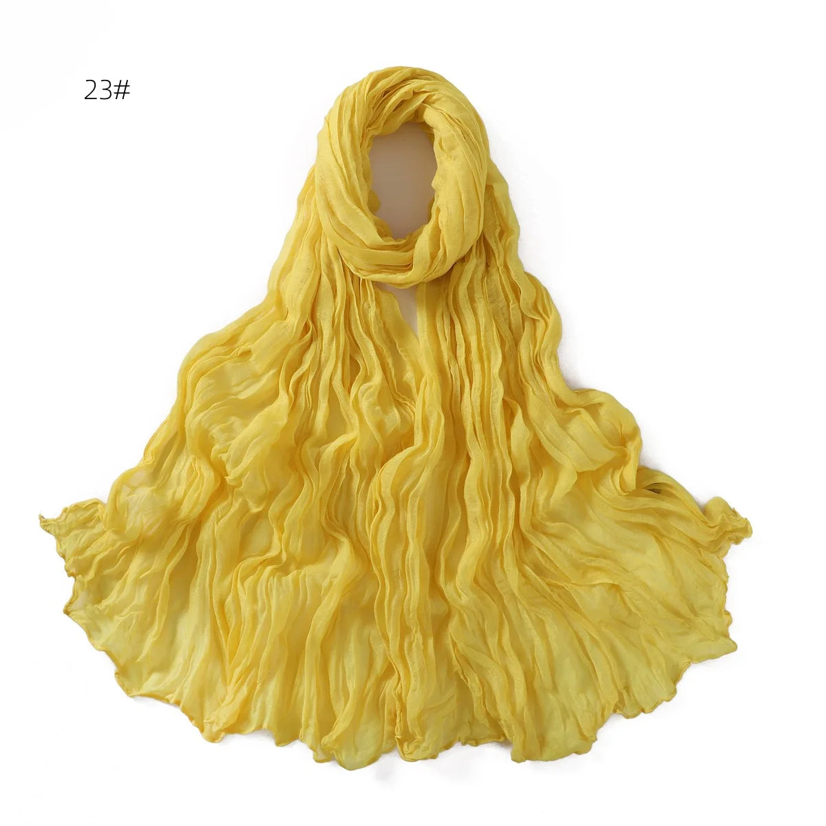 Crumpled Scarf For Women Girls Students Spring New Solid Color Cotton Voile Thin Scarves Soft Knitting Shawl Female Wrap Shawls