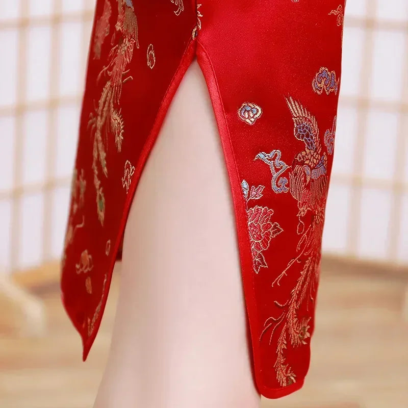 Summer Modern Cheongsam Children Girls Dresses Baby Fashion Kids Clothes Chinese Style Girl Dress Vestidos Casual Qipao Costumes