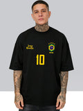 Men's Brazil #10 Elegant Soccer Pattern T-Shirt - New Summer Casual Short-Sleeved Shirt - Soccer Enthusiast Streetwear T-Shirt