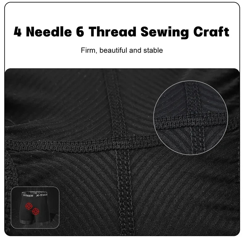 X-TIGER High Performance Breathable Cycling Underwear Men 5D Silicone Pad 3D Cutting Moisture Wicking Road Cycling Shorts