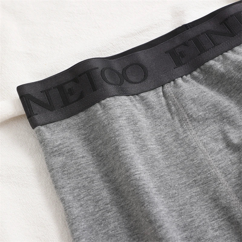 FINETOO 2pcs Cotton Long Boxers For Man Big Size Sports Fitness Pants Men Workout Tights Running Bottoming Shorts Panties S-XXL