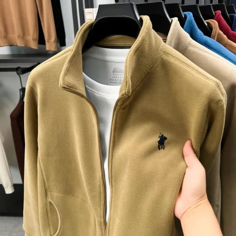 Luxury brand men's jacket winter thick plush warm pockets new coat fashion classic Paul embroidery zipper stand up collar top