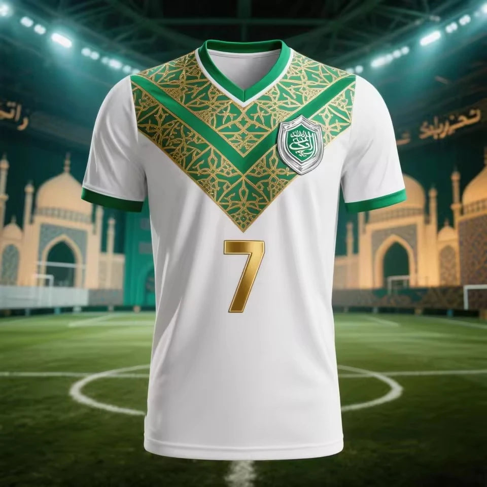 Fashion Saudi Arabia Flag Football Jersey T Shirts Trend Summer National Emblem 3D Printed Sports Tees Loose Breathable Y2k Tops