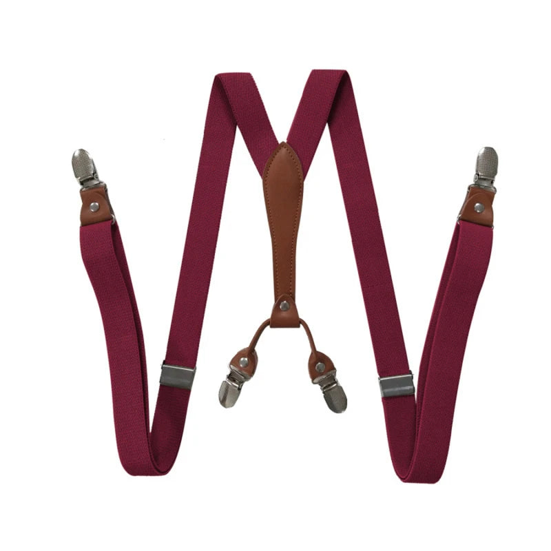 1pc Fashion Suspenders  Men Women 2.5cm Wide X-back 4 Clips Adjustable Elastic Trouser Braces Straps Gifts to Dad Husband 2025