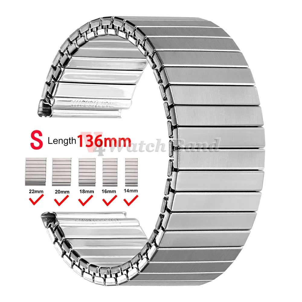 14mm 16mm 18mm 20mm 22mm Stainless Steel Elastic Stretch Strap Watch Band Accessories Bracelet Metal Expansion Strap Wristband