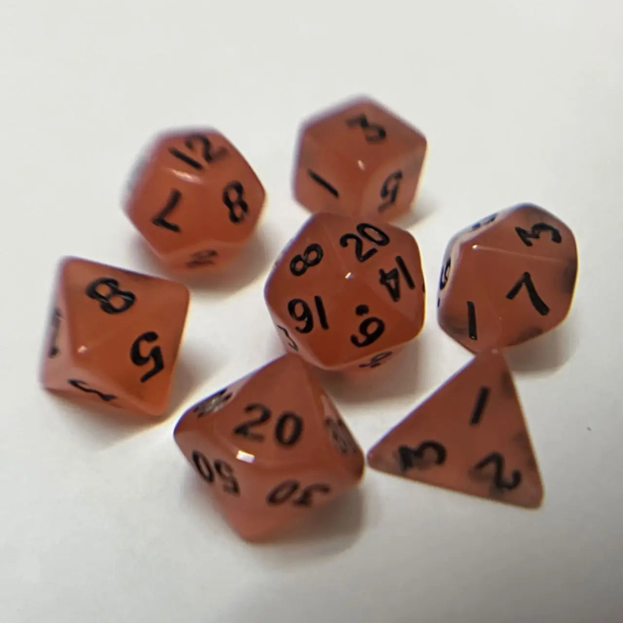 Mini DND Polyhedral Glow In The Dark Colorful Dice 7 Pcs/Set with Dice Bag For DND COC TRPG Role Playing Games