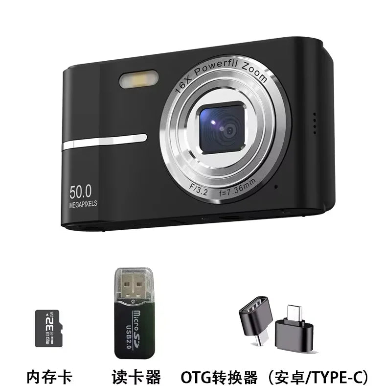 4K Digital Camera 50MP 16X Student Camera Outdoor Anti-Shake Digital Video Camera Flash Video Recorder Small Video Camera