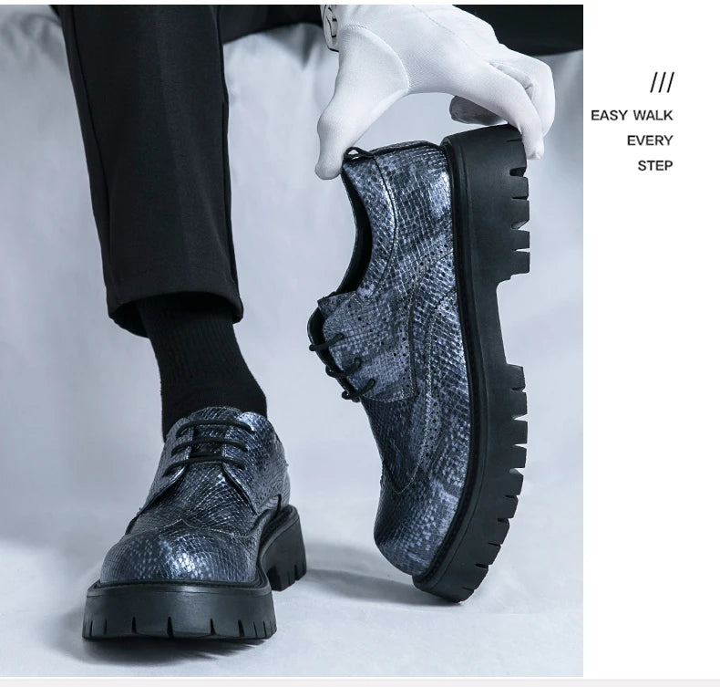 Brogues Men's Luxury Designer Style Thick Sole Shoes Elegant and Sophisticated Gentleman's Shoe Popular Wedding Party Shoes