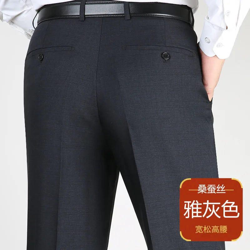 High Waist  Black Suit Pants man Formal Clothes For Men Clothing Thin Flat Khaki Dress Mens Trousers 2024 Summer 40 42
