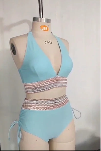 Summer Women Swimsuit Sexy Push Up Padded Bikini Set High Waist Split Bikini Swimsuit Beach Swimwear Bathing Suit 2025 New