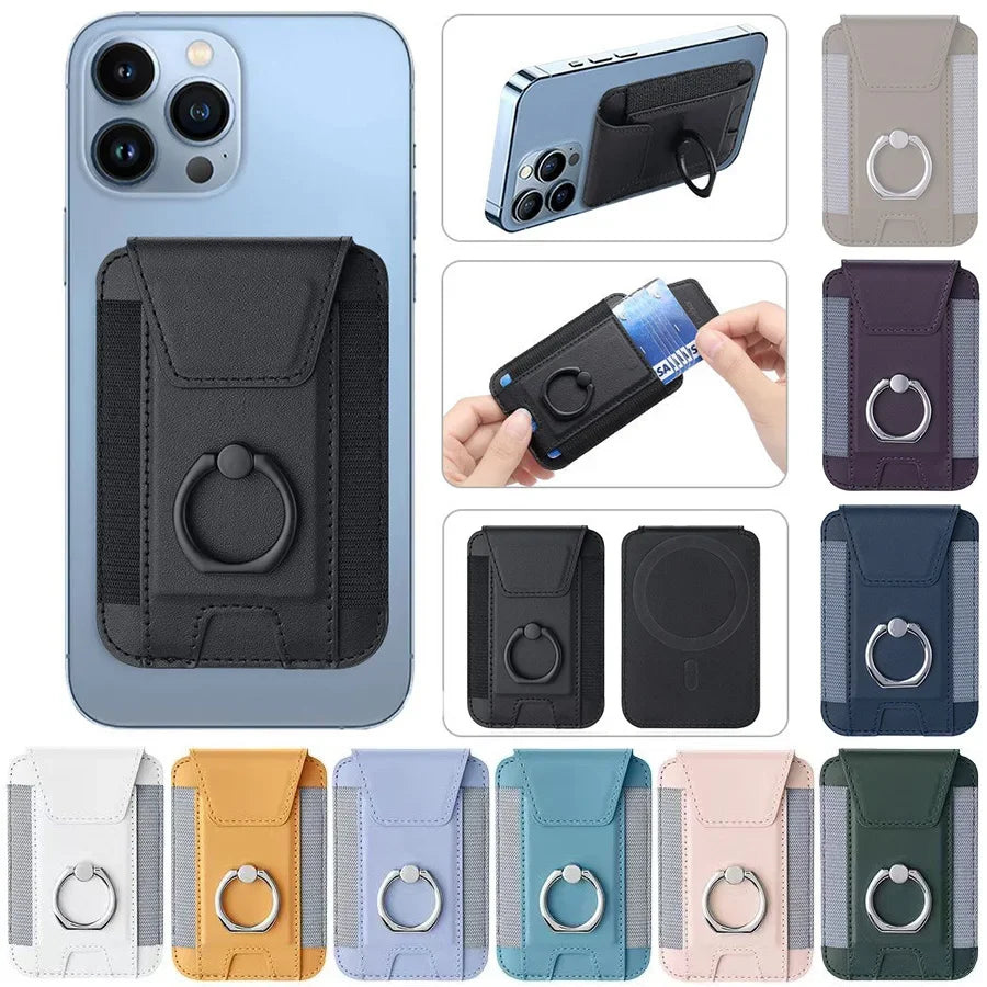 Magnetic Phone Case Slim Wallet Pu Leather Ring Phone Stand Men Women Magnet Credit Card Holder for Iphone 12 13 14 15 16 Pro