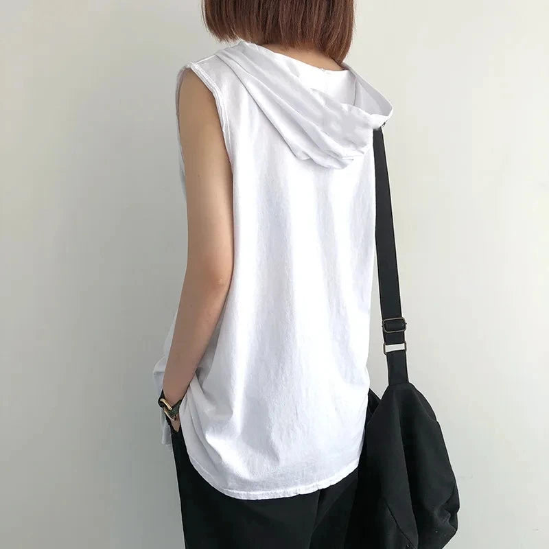 Solid Color 2025 Brand New Men's Tank Tops Vest Sleeveless Tees For Male Hooded Man Vests Tops Hip Hop Men Tank Top T shirt