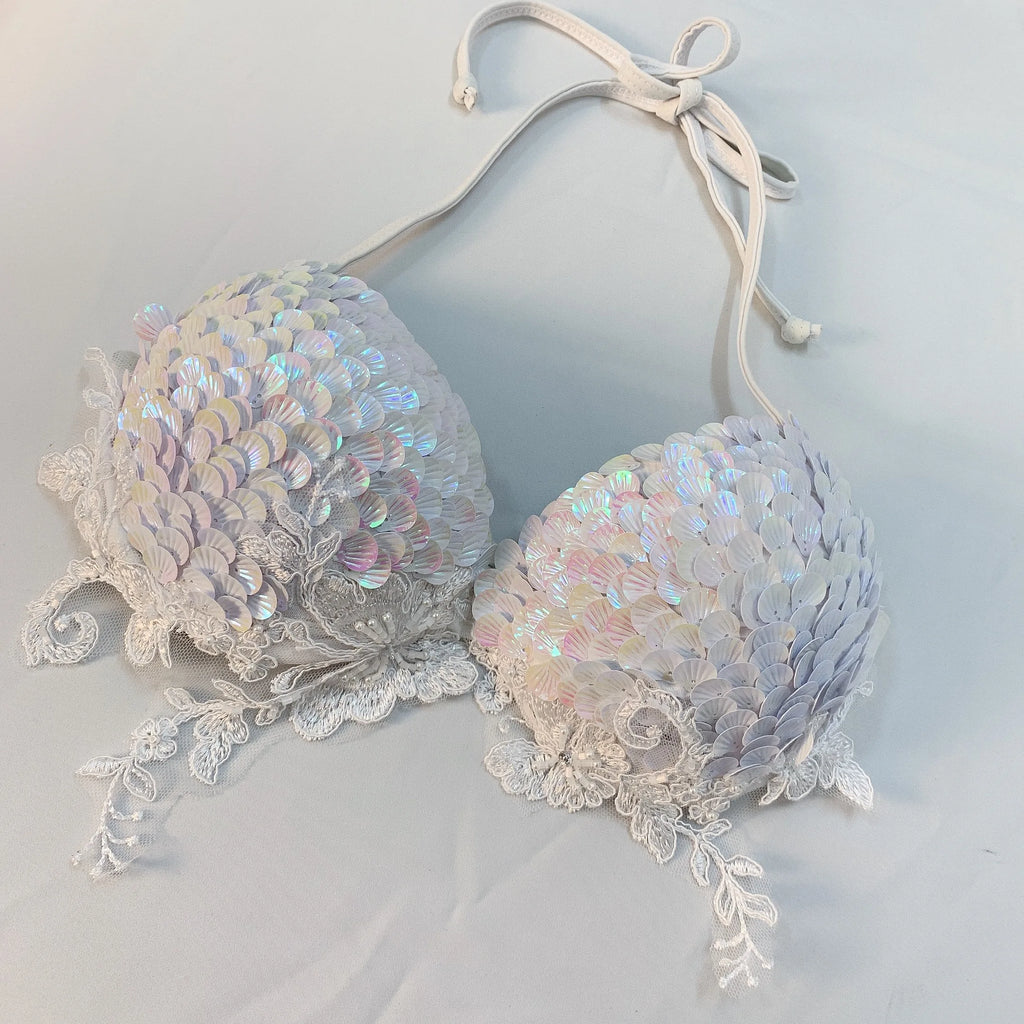 RM Mermaid Sequin Corset Bikini Swimsuit Free Diving Performance Oceanarium Electro Festival Bra Bar Cos Costumes