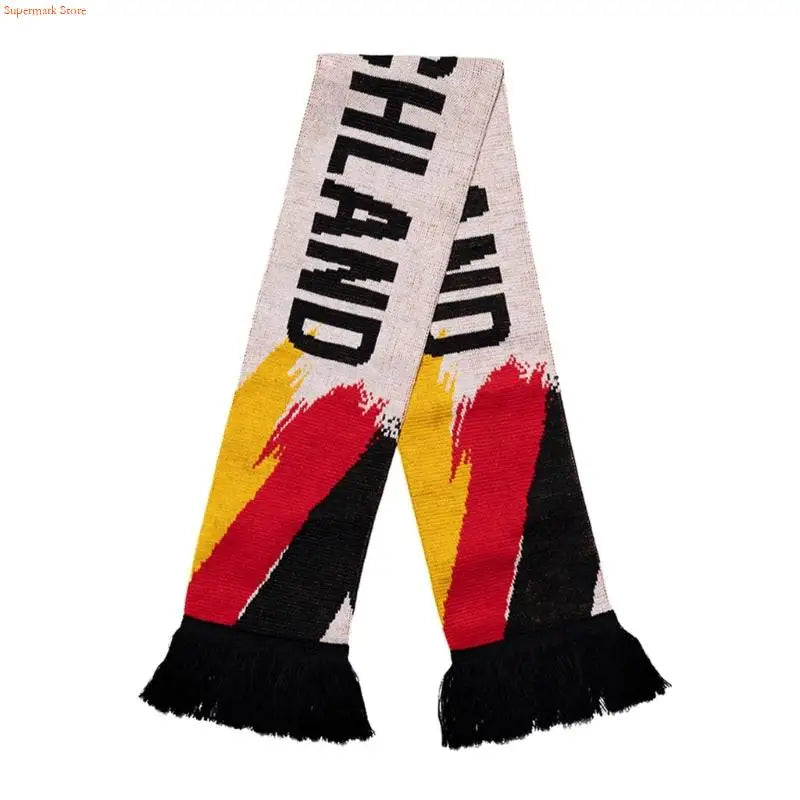 140cm Multiuse Germany Soccer Scarf with Tassels Deutschland Theme Shawl for EuropeanCup Comfortable and Easy to Maintain
