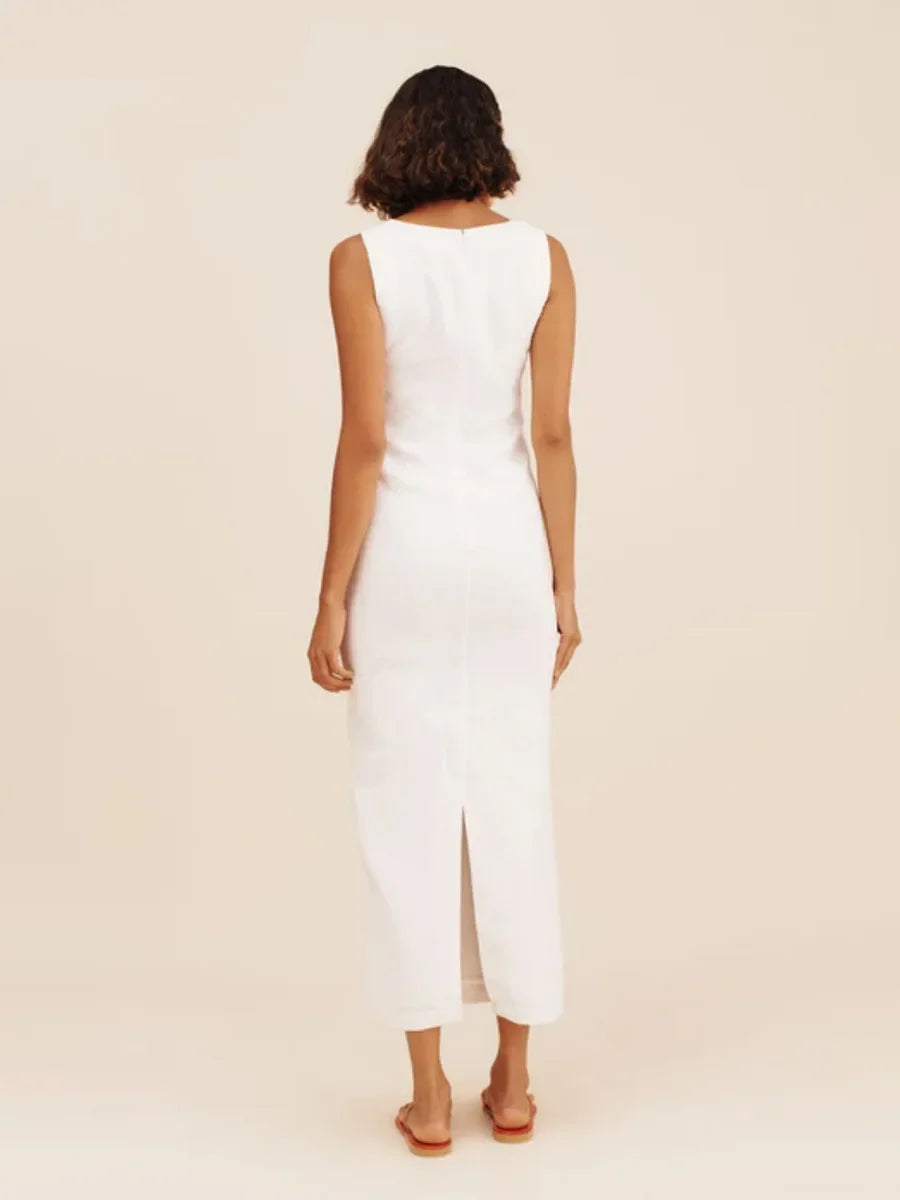 Wolfeel Cotton Linen Square Neck Suspender Dress Women's Solid Color Fashion Slim Fit Long Dress Summer New Women's Clothing