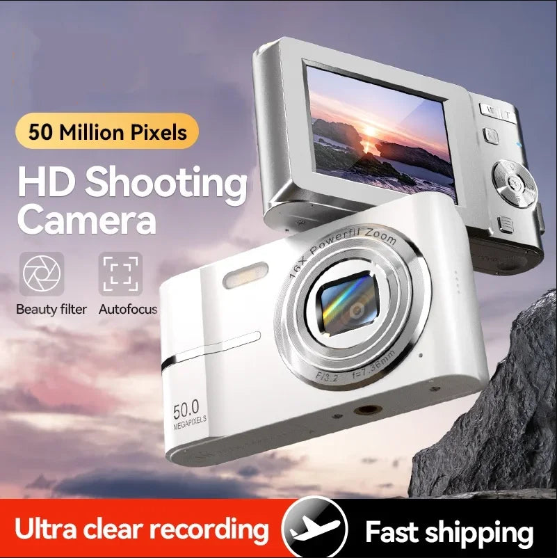 4K Digital Camera 50MP 16X Student Camera Outdoor Anti-Shake Digital Video Camera Flash Video Recorder Small Video Camera