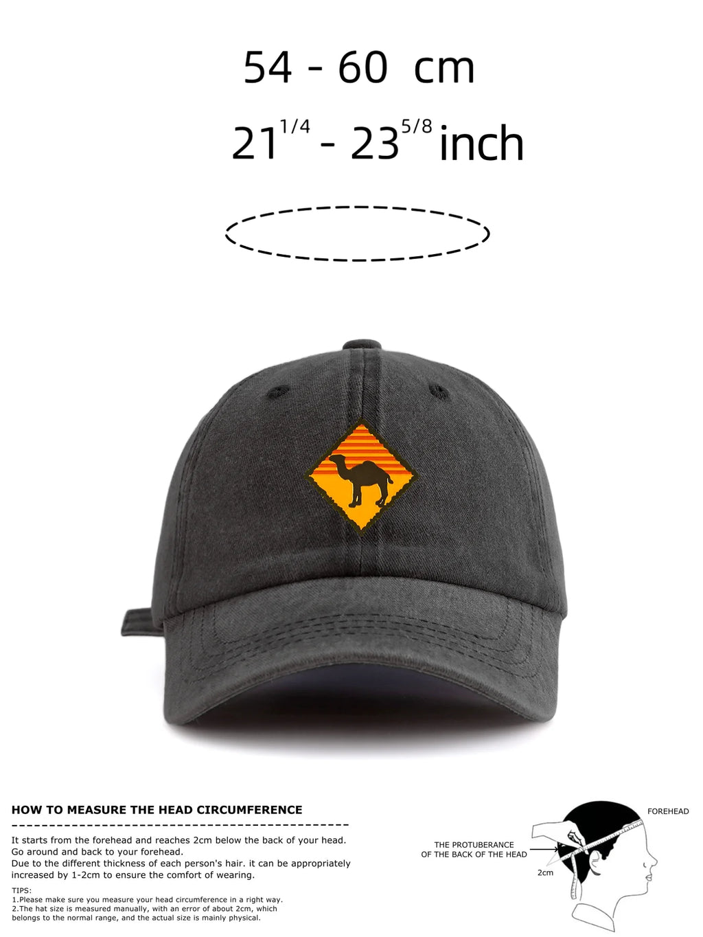 1pc CAMEL Print Washed Baseball Cap for Adults,Minimalist Retro Style Casual Soft Adjustable Dad Hat, Perfect As Gift