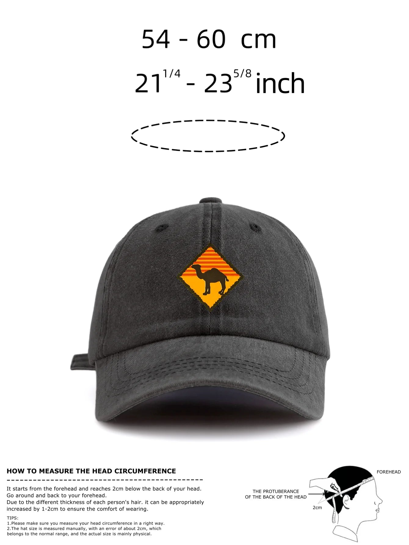 1pc CAMEL Print Washed Baseball Cap for Adults,Minimalist Retro Style Casual Soft Adjustable Dad Hat, Perfect As Gift