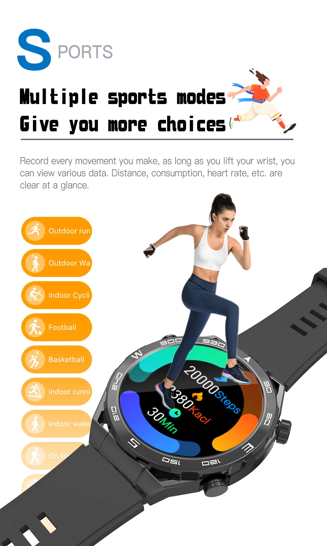 Smart Watch for Men Women Outdoor Activities Fitness Tracker Heart Rate Monitor Calorie Step Counter Sport Watch Music Play