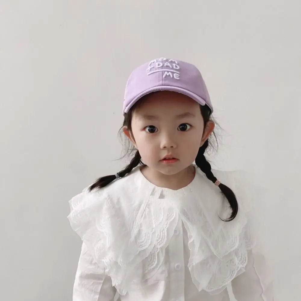 Children's Hats Spring Autumn Boys Girls Duckbill Hats Casual Baby Caps Fashion Cute MOM+DAD=ME Embroidery Sun Hats